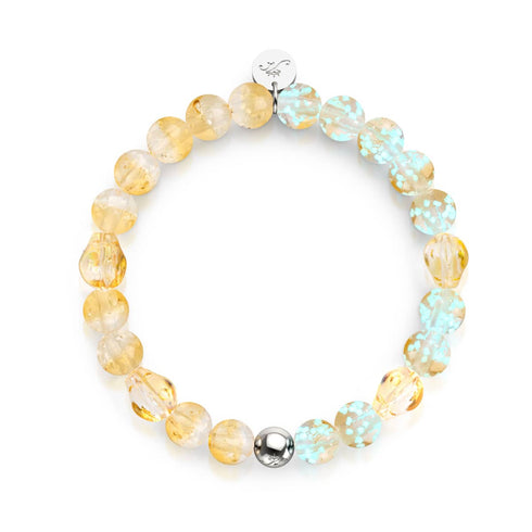 Sonnenuntergangsgespenst | 925er Sterlingsilber | Glühwürmchen-Glas-Totenkopf-Armband